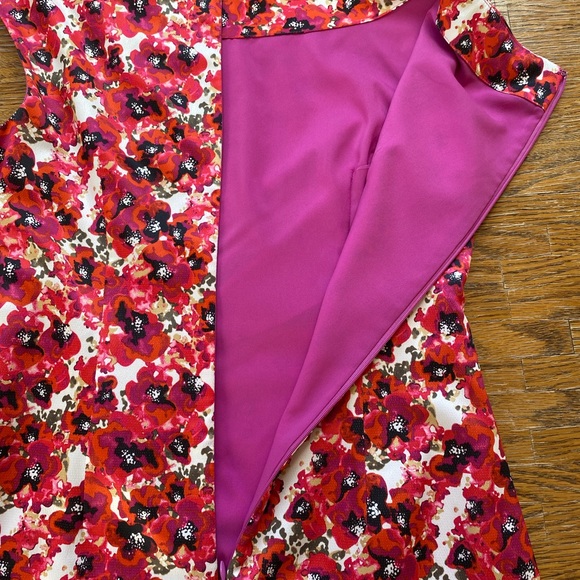 Ann Taylor Sleeveless Dress 2P Red/Black Floral - Picture 8 of 14